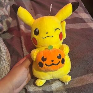 Pikachu with Pumpkin Plushie